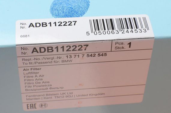 Фільтр повітряний BMW X3 E83 3.0 2.5i 06-11 Z4 2.0-3.0 i 02-09 ADB112227 | Зображення 3