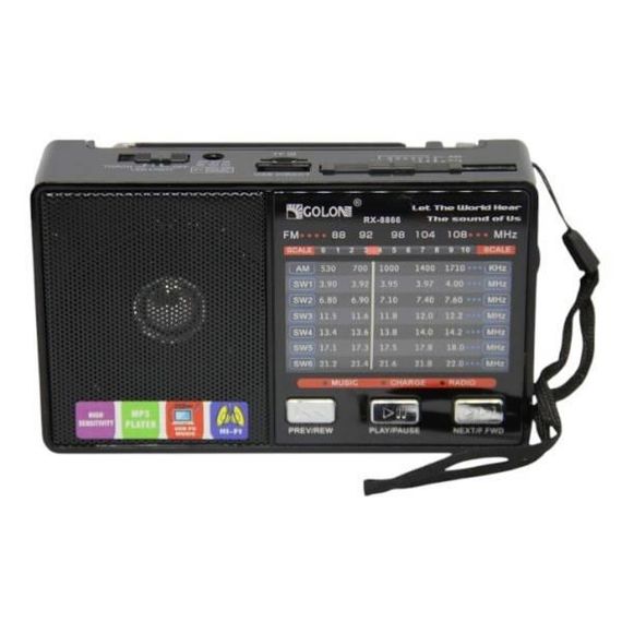 Радіоприймач переносний акумуляторний з функцією підключення по Bluetooth GOLON RX382 LED Чорний