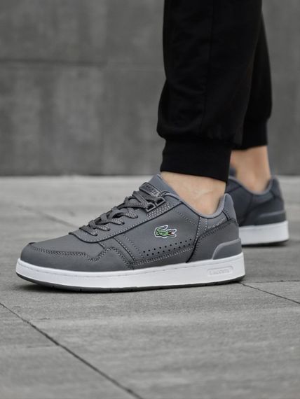 Демісезонні кросівки Lacoste натуральна шкіра + текстиль колір сірий, білий | Зображення 3