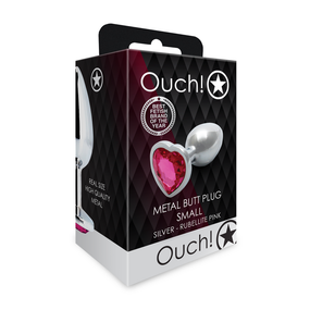 Анальна пробка - Ouch! Metal Butt Plug Small Silver/Rubellite Pink Sex Aura