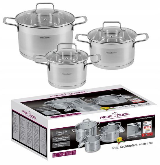 Набір каструль із неіржавкої сталі ProfiCook PC KTS 1223 6 елементів