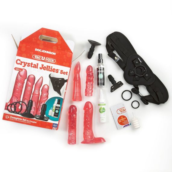 Набір для страпона Doc Johnson Vac-U-Lock Crystal Jellies Set (м'ята упаковка!!!) | Зображення 6