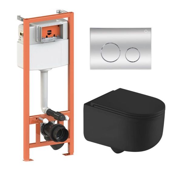 Готове рішення Qtap для ванної кімнати: підвісний унітаз Taurus Ultra Quiet 490x360x380 + комплект інсталяції Nest 4 в 1