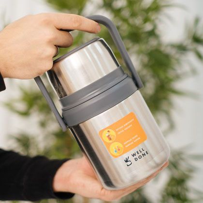 Вакуумний харчовий термос Well Done WD-7131S 1 літр HJ-341 із ложкою | Зображення 1