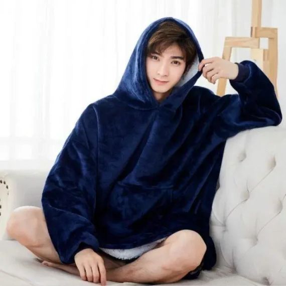 Толстовка плед із капюшоном Huggle Hoodie Синій | Зображення 3