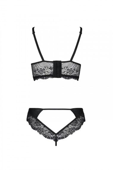 Комплект из эко-кожи с кружевом Passion LOONA SET XXL/XXXL, black, бра и трусики sexstyle | Зображення 5