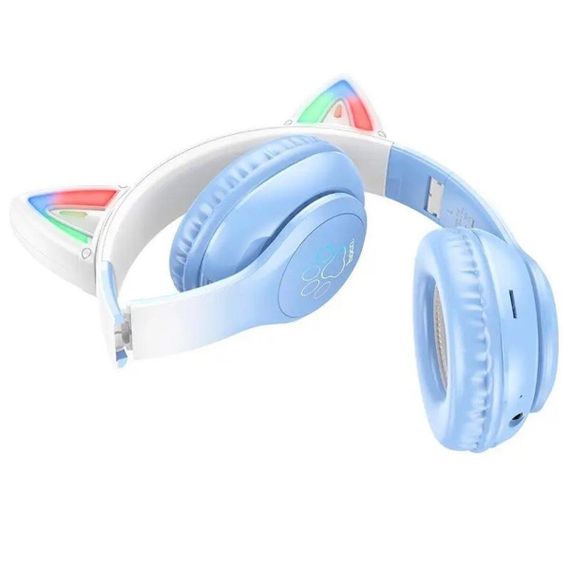 Бездротові навушники HOCO W42 Cat ears BT headphones Crystal Blue | Зображення 1