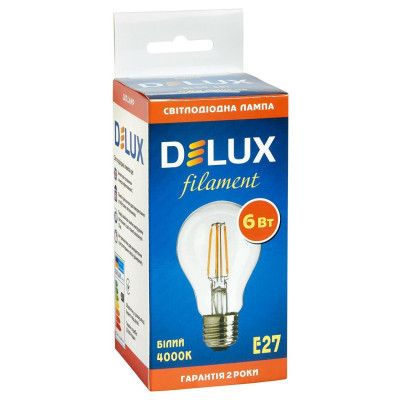 Лампочка Delux BL60 6Вт 4000K 220В E27 filament (90016730) | Зображення 1