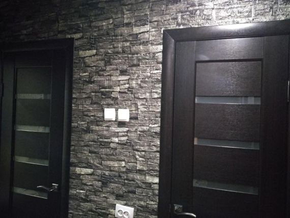 Стінова 3D панель самоклеюча Шпалери під декоративний камінь Самоклейка 3Д сірий 70*77 см 5мм | Зображення 3