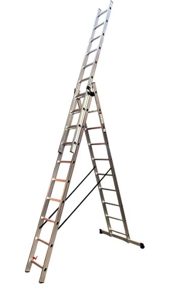 Драбина алюмінієва трисекційна GTM KME310 3x10 сходинок 2.72-6.5м (KME310) (39947)