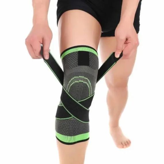 Наколенник Бандаж коленного сустава Knee Support Copper Черно-зелёный фиксатор колена Компрессионный от травм растяжений | Зображення 1