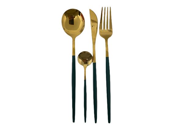 Набір столових приборів Kitchen зелений на 6 персон | Зображення 1