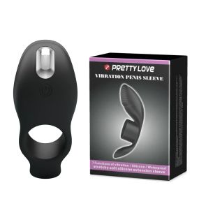 Вибро-кольцо Pretty Love - Vibration Penis Sleeve Black 7 vibration functions, BI-210198 sexstyle