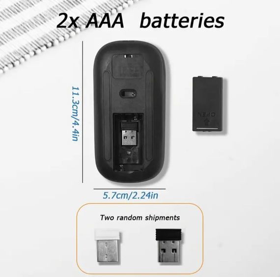 Беспроводная мышка с RGB-подсветкой на батарейках, разрешение 1600DP, Bluetooth 5.2 и WiFi 2.4 GHz | Зображення 7