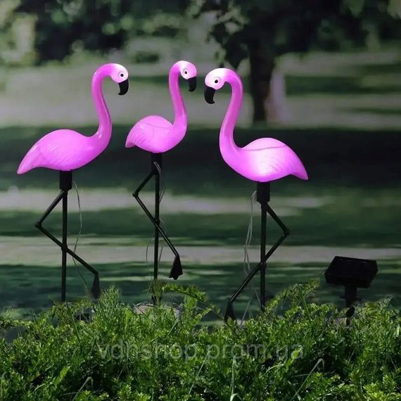 Садовый светильник Фламинго парковый газонный на солнечной батарее набор 3 шт | Зображення 1