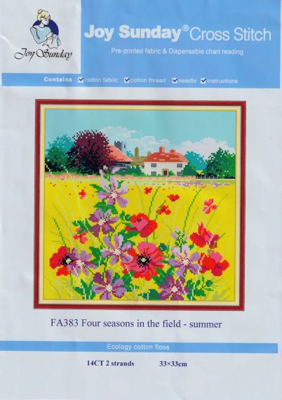 Набор для вышивания по нанесённой на канву схеме "Four season in the field-summer". AIDA 14CT printed 33*33 см | Зображення 1