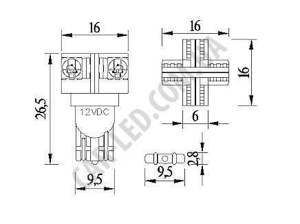 Светодиодная автолампа белого цвета свечения T10, 8pcs 5050 SLI (Chi Ming) | Зображення 2