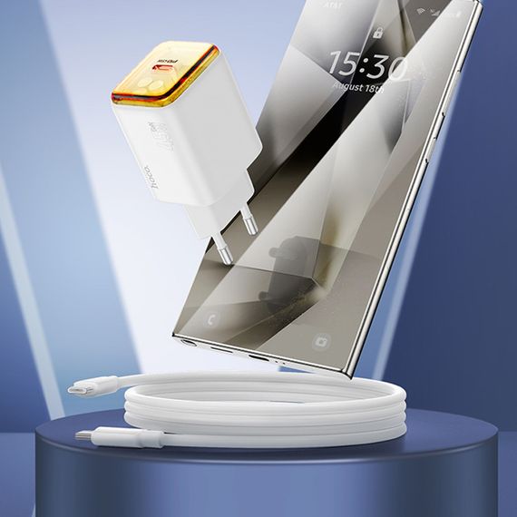 СЗУ Hoco N54 Monsoon PD45W (1USB-C) + кабель Type-C to Type-C White | Зображення 2