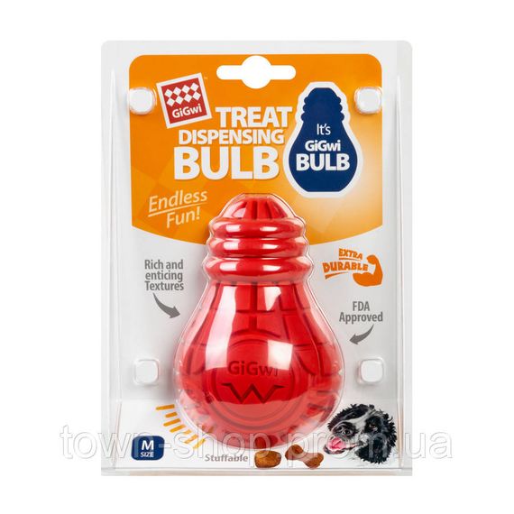 Игрушка для собак Лампочка резиновая GiGwi Bulb Rubber, резина, M, красная | Зображення 1