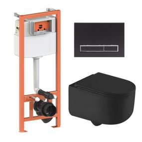 Готовое решение Qtap для ванной комнаты: подвесной унитаз Taurus Ultra Quiet + комплект инсталляции Nest 4 в 1 (линейная клавиша
