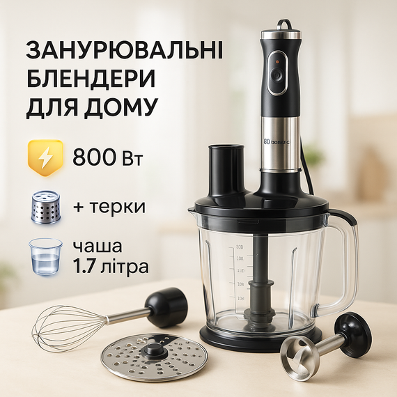 Блендер для приготування соусів і паст Domotec MS-5106 800 W, Блендер для кухні з мірним стаканом YC-86