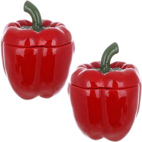 Набір 2 керамічні банки "Pepper" 550мл для сипучих продуктів, червоний перець