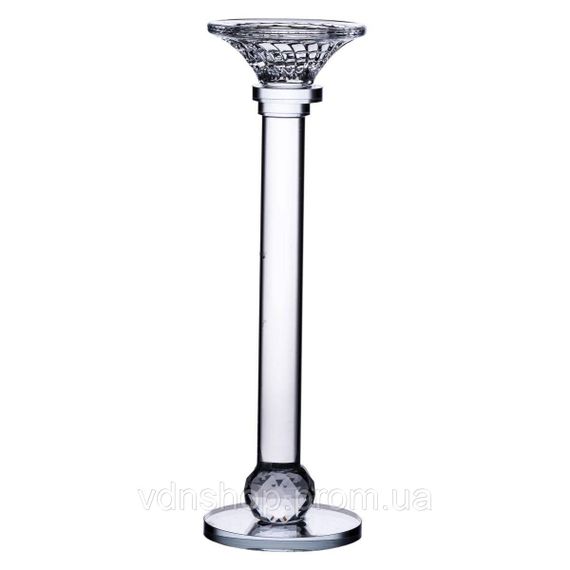Підсвічник скляний на тонкій ніжці 9×34 см прозорий декоративний підсвічник на стіл HP-4-8M