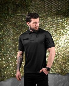 Тактическая футболка PATRIOT поло полиция черная  ВТ7422