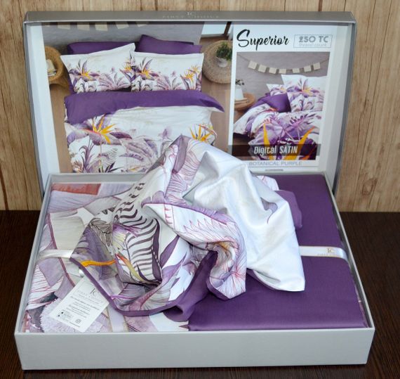 Постільна білизна First Choice 3D Satin 200×220 Palm Garden Purple | Зображення 6