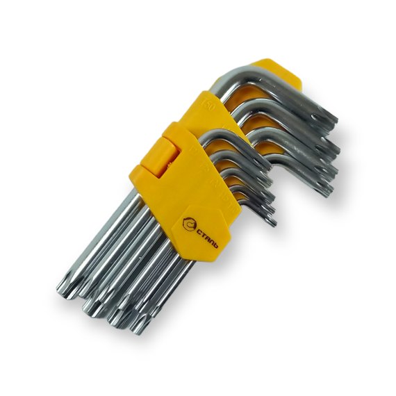 Набір шестигранників TORX з отвором СТАЛЬ, 9 шт. (T10-T50) (арт.48104) | Зображення 1
