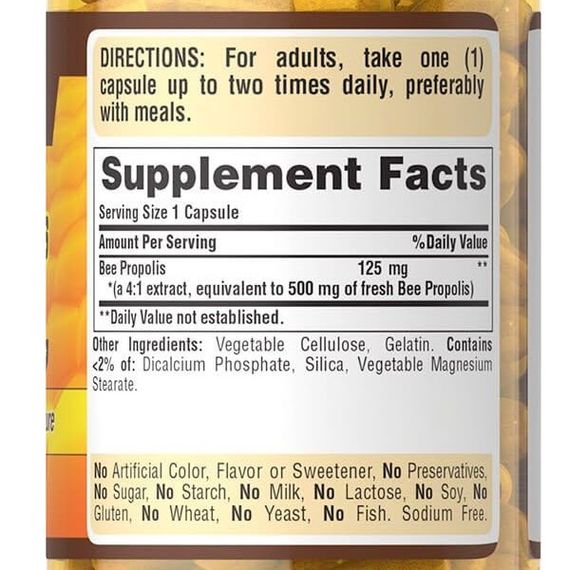 Натуральная добавка для иммунитета Puritan's Pride Bee Propolis 500 mg 100 Caps | Зображення 1