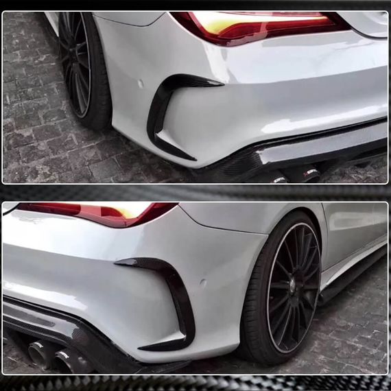 Накладки на задний бампер V1 (для AMG-Line / CLA45 AMG SD, Карбон) для Mercedes CLA C117 2013-2019 гг | Зображення 2