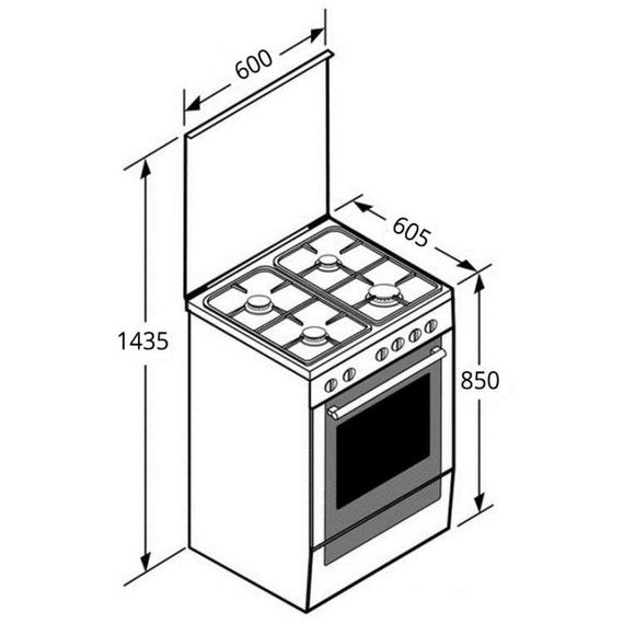 Плита газовая с электродуховкой Ventolux GE 6060 CS 6MT (X) нержавейка 60 см | Зображення 7
