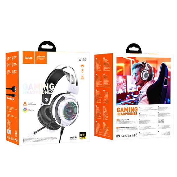 Накладные наушники Hoco W110 Resource (USB+3.5mm/2m) White | Зображення 4