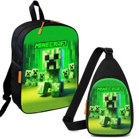 Набор Minecraft Крипер 2 в 1: детский рюкзак + сумка-слинг, для мальчика и девочки 7–9 лет (6180)