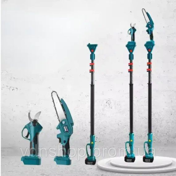 Висоторіз акумуляторний телескопічний / Набір міні-пили ланцюгової + секатор-ножиці 36В 2 АКБ 4Ah | Зображення 3