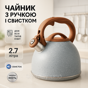 Чайник для газової плити 3 л літра Unique UN-5306 2, 7л, Чайник на плиту зі свистком нержавіюча сталь OT-14