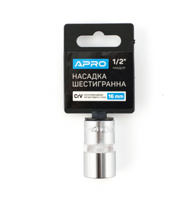 Насадка шестигранна 1/2" 16мм CrV APRO