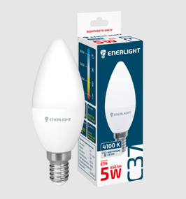 Лампа LED C37 5W E14 4100К 175-275V Enerlight
