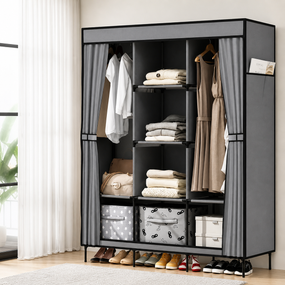 Універсальна тканинна шафа для зберігання речей HCX WARDROBE NEW CL-128 / Складаний органайзер для одягу 170х130х45см