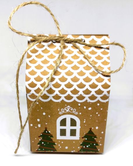 Подарункова коробка з картону 5*7*6см самозбірна новорічна