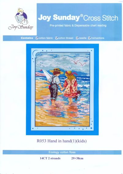 Набір для вишивання за нанесеною на канву схемою "Hand in hand 1 (kids)". AIDA 14CT printed, 29*38 см | Зображення 1