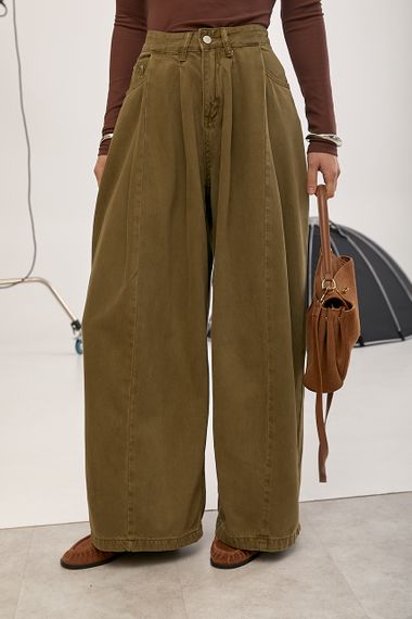 Широкі однотонні джинси Palazzo - коричневий цвет, M (є розміри)