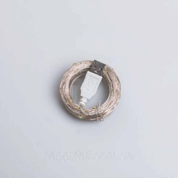 Гирлянда роса 20 метров USB на 200 led светодиодов капля 20 метров белая проводка мультиколор USB200L20MWML | Зображення 7