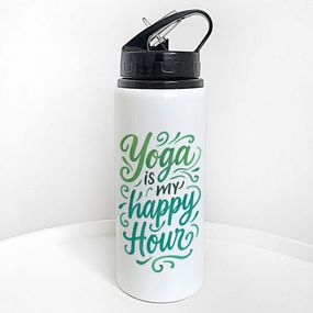 Пляшка для води з трубочкою Yoga is my happy hour 600 мл (PLV_25A074)