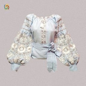 Рубашка Украинская вышиванка 234409 цвет голубой размер XL/XXL