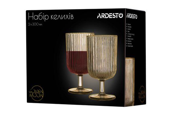 Набір келихів ARDESTO Golden Moon 300 мл, 2 шт., скло (AR2630GM) | Зображення 3