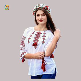 Рубашка Украинская вышиванка 522 цвет белый размер S/M