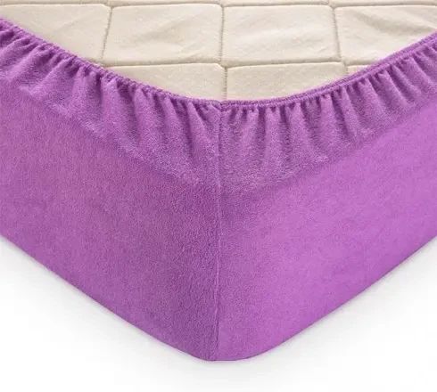 Сиреневая Простынь махровая на резинке с наволочками Anisa  (220х240+30 см) | Зображення 1