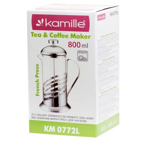 Френч-прес 800мл скло/нержавіюча сталь 0772L KAMILLE | Зображення 3